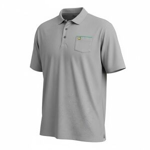 Masters Gray/Green Polo with Chest Pocket and Contrast Trim